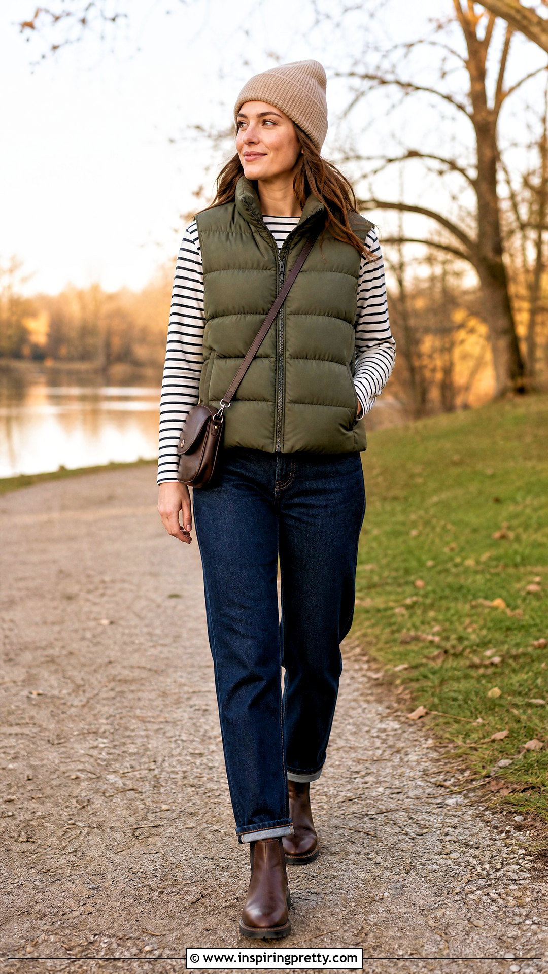 French Striped Top With a Puffer Vest - 25 French Striped Top outfit ideas