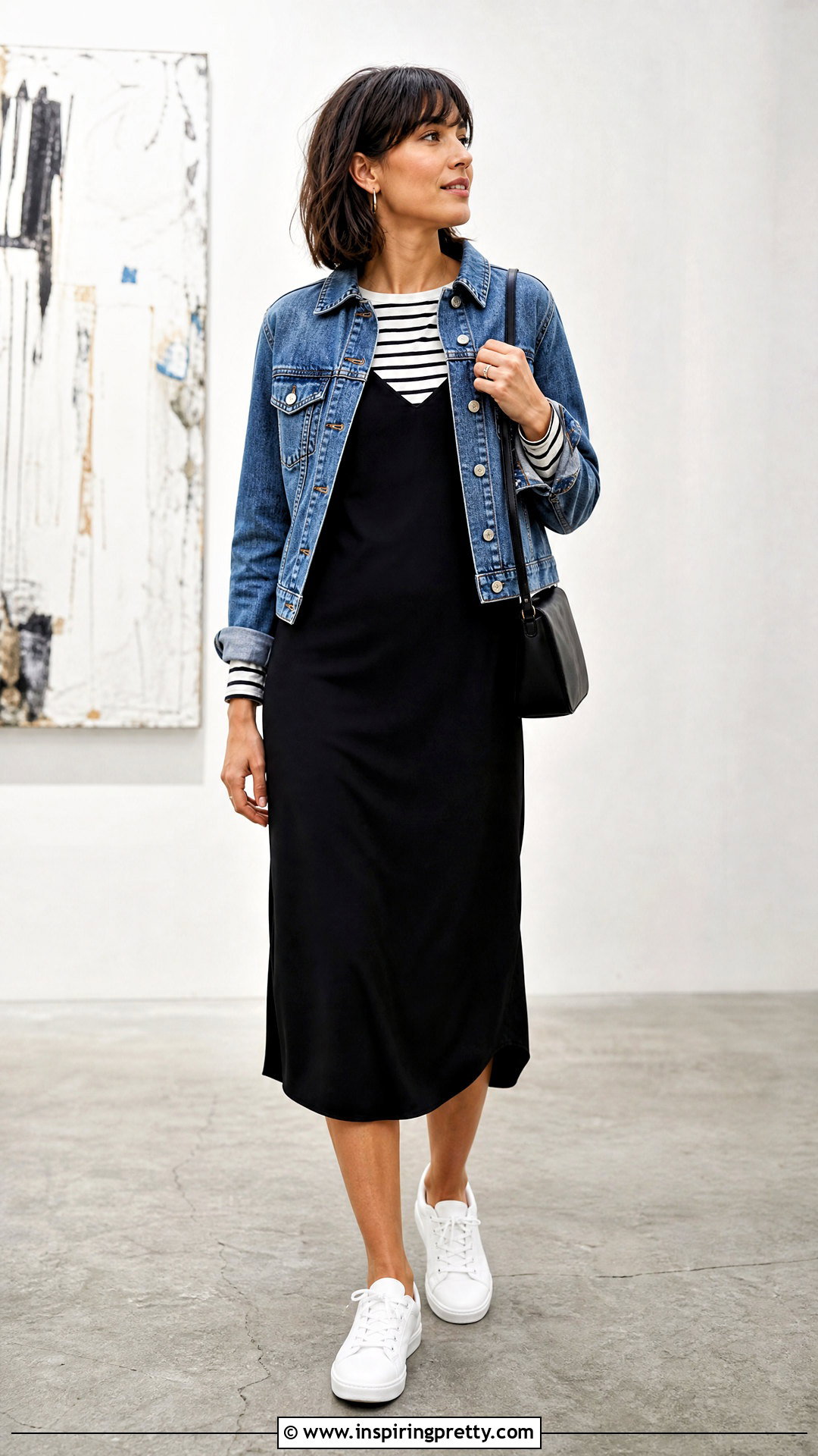 French Striped Top With a Slip Dress - 25 French Striped Top outfit ideas