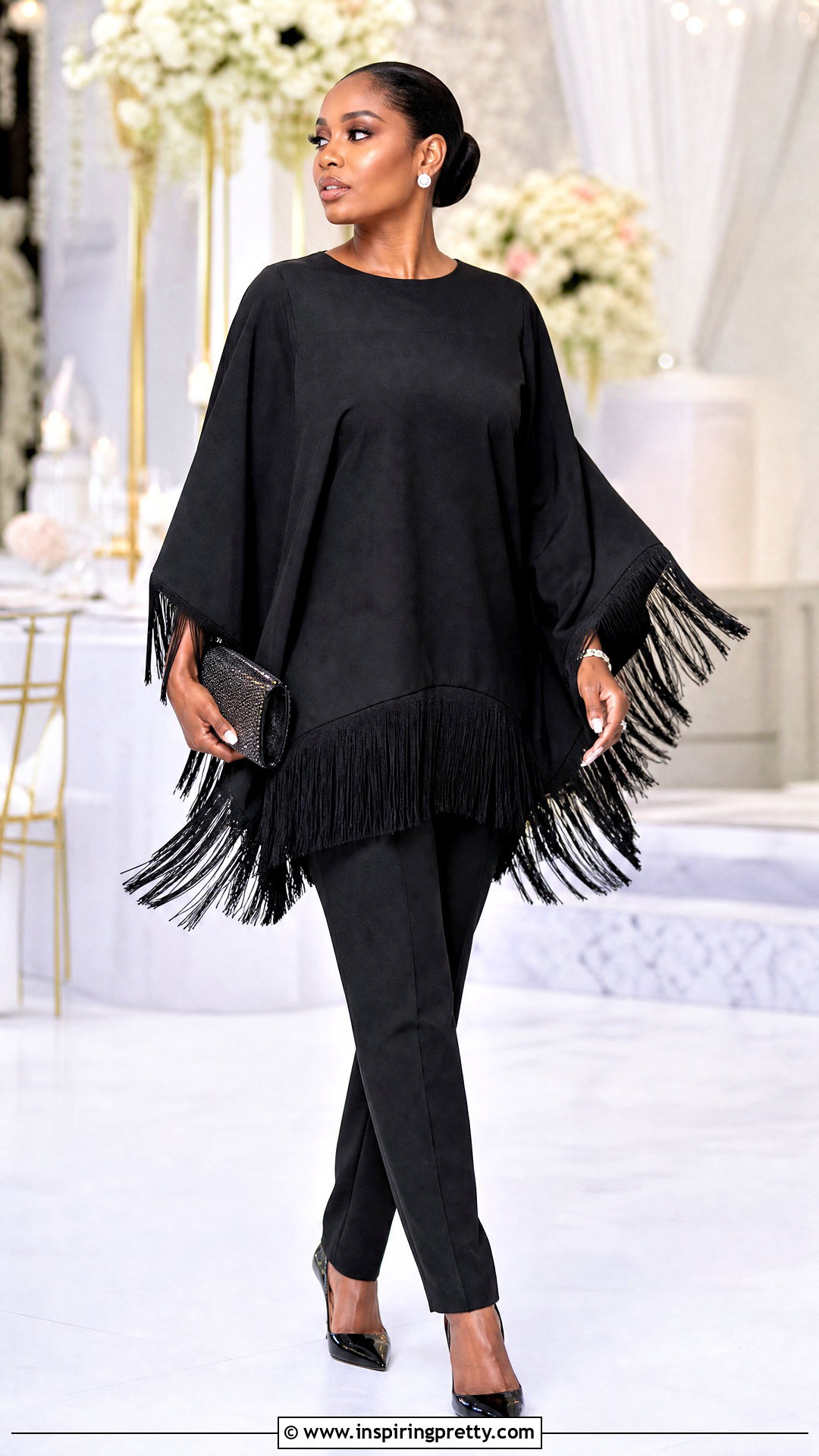 Fringe Bubu Top With Slim Trousers - 50 bubu top style ideas