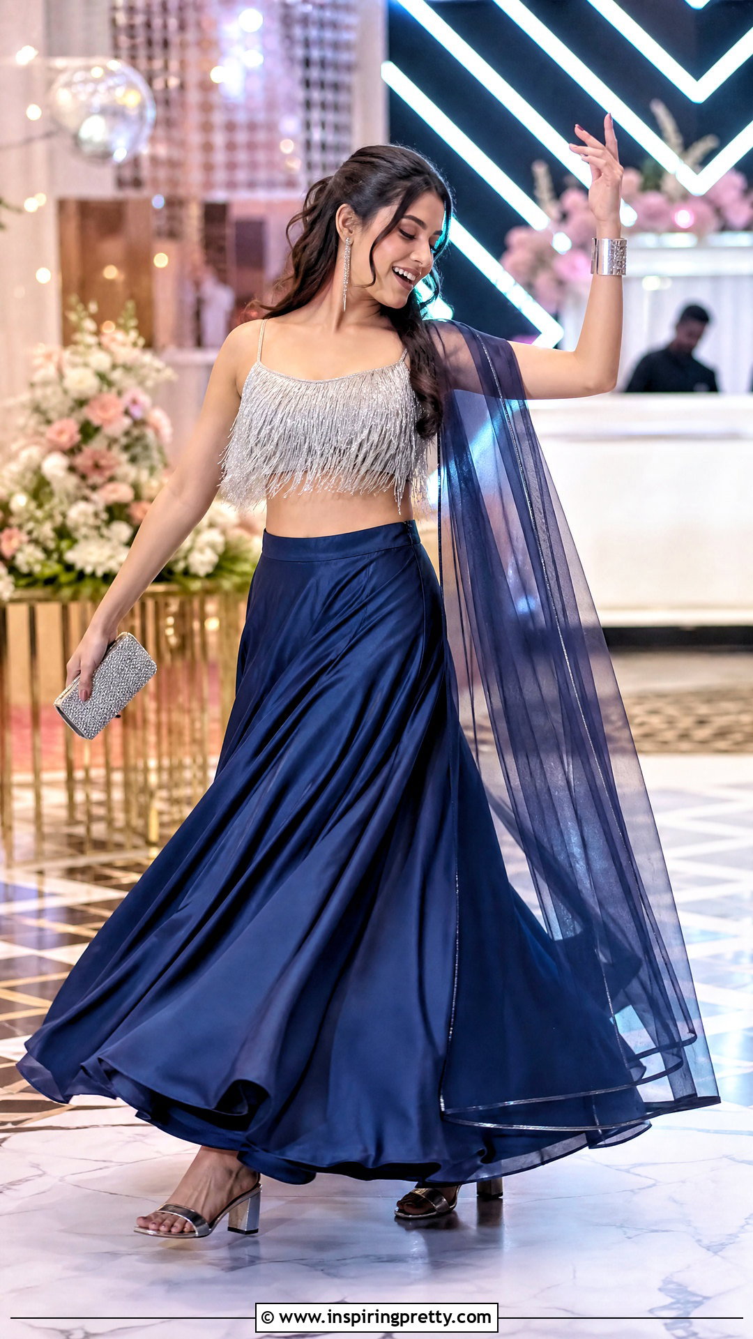 Fringe Crop Top Lehenga - 50 crop top lehenga outfit ideas