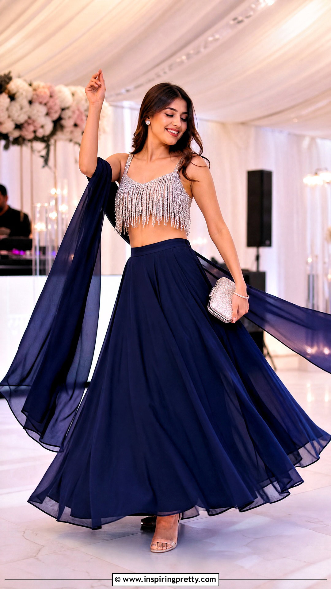 Fringe Crop Top Lehenga - 50 Crop Top Designs For Lehenga Ideas