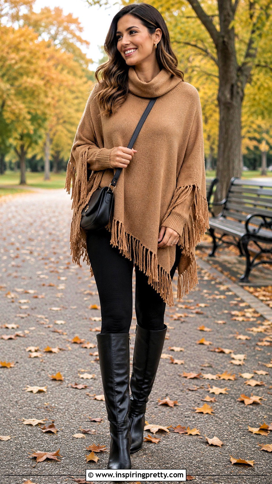 Fringe Poncho Top With Leggings - 50 Fringe Top outfit ideas