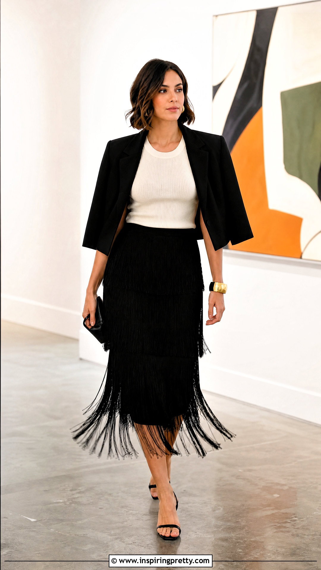 Fringe Skirt And Sleeveless Knit Top - 50 skirt and top ideas