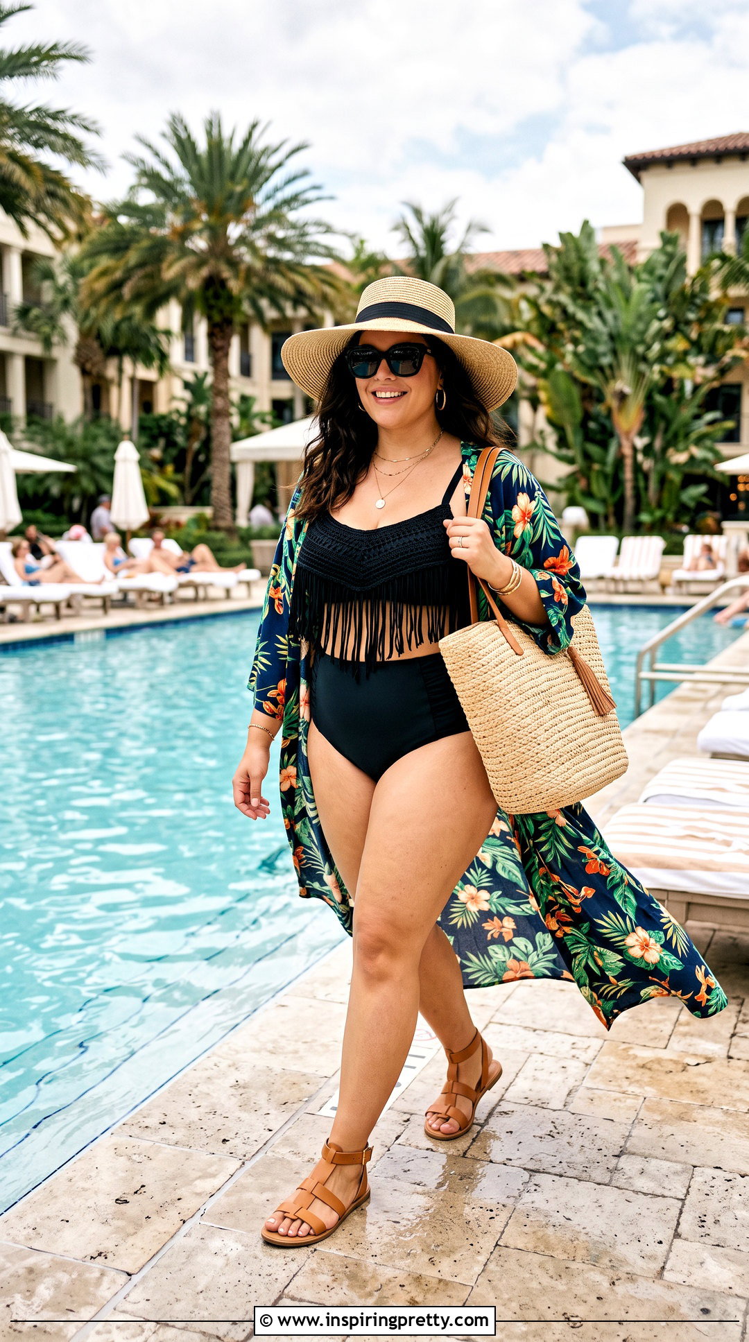 Fringe Swimsuit Top With High Waist Bottoms And Kimono - 20 Fringe Swimsuit Top outfit ideas