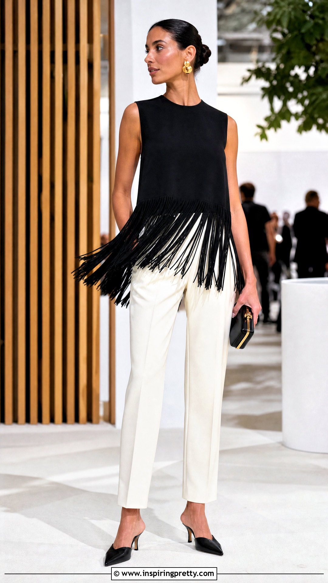 Fringe Top With Tailored Pants - 50 top designs latest ideas