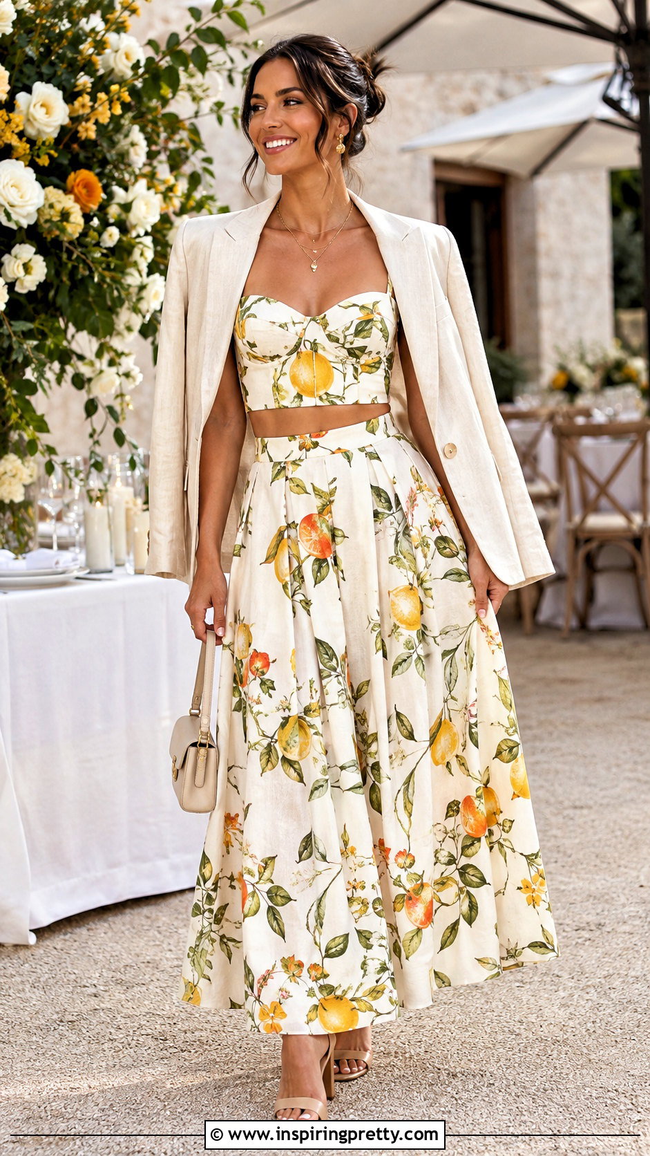 Fruit Crop Top With Matching Maxi Skirt - 25 fruit crop top outfit ideas