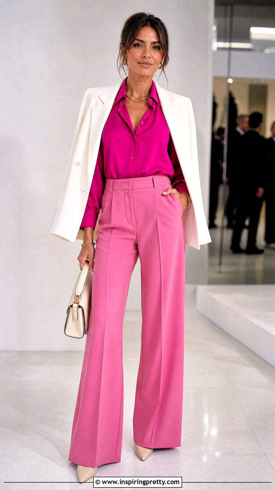 Fuchsia Top With Pink Trousers - 25 Fuchsia Top Outfit Ideas