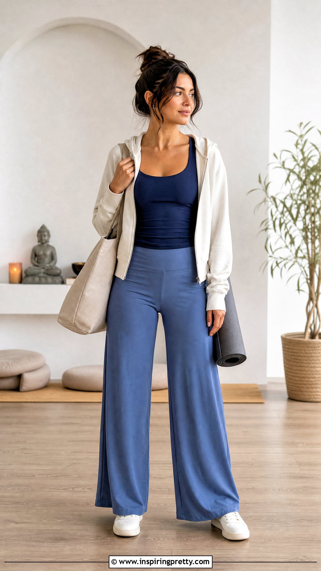 Full Length Yoga Tank With Wide Leg Pants - 20 yoga clothes tops outfit ideas