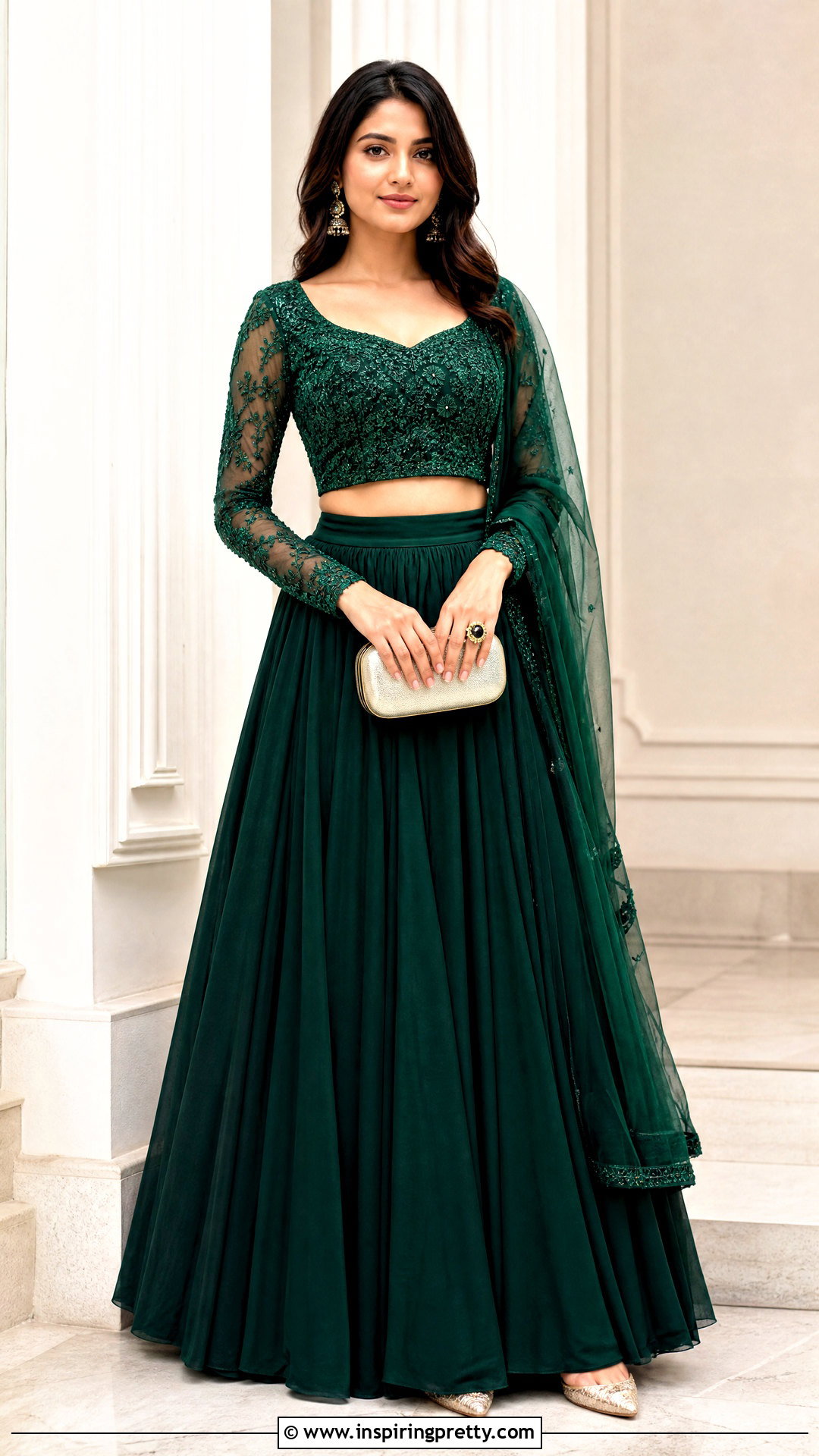 Full Sleeve Crop Top Lehenga - 50 lehenga blouse designs crop tops outfit ideas