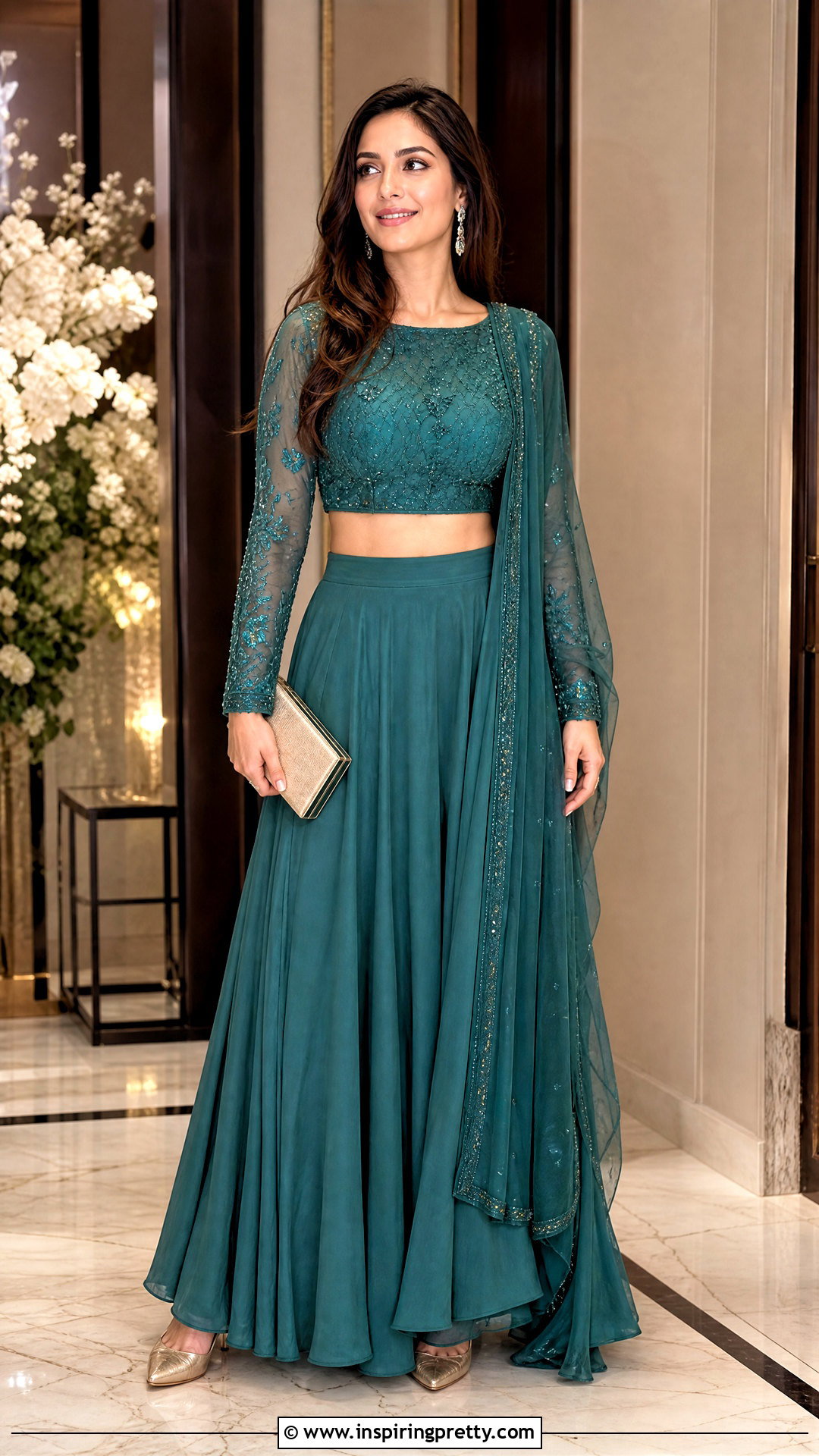 Full Sleeve Crop Top Lehenga - 20 crop top lehenga simple outfit ideas
