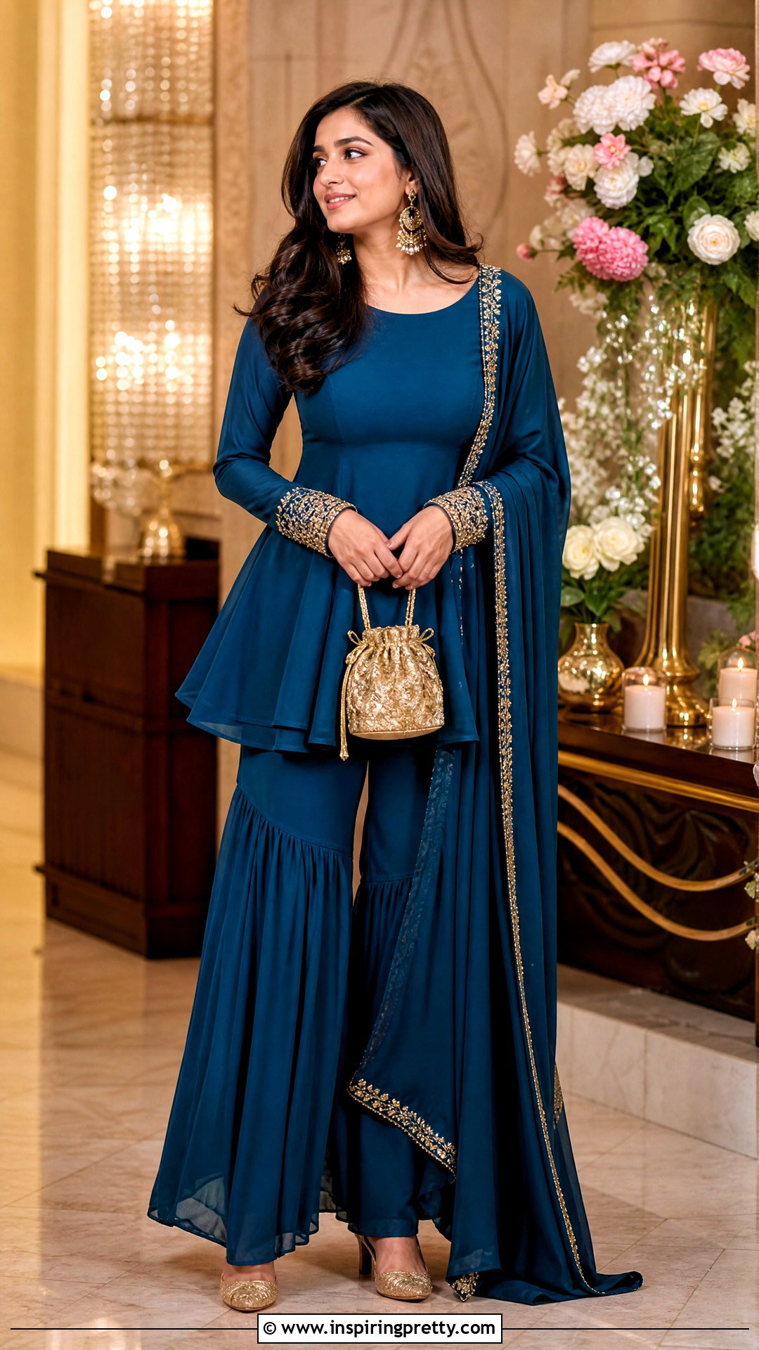 Full Sleeve Peplum Top With Sharara - 50 peplum top with sharara outfit ideas