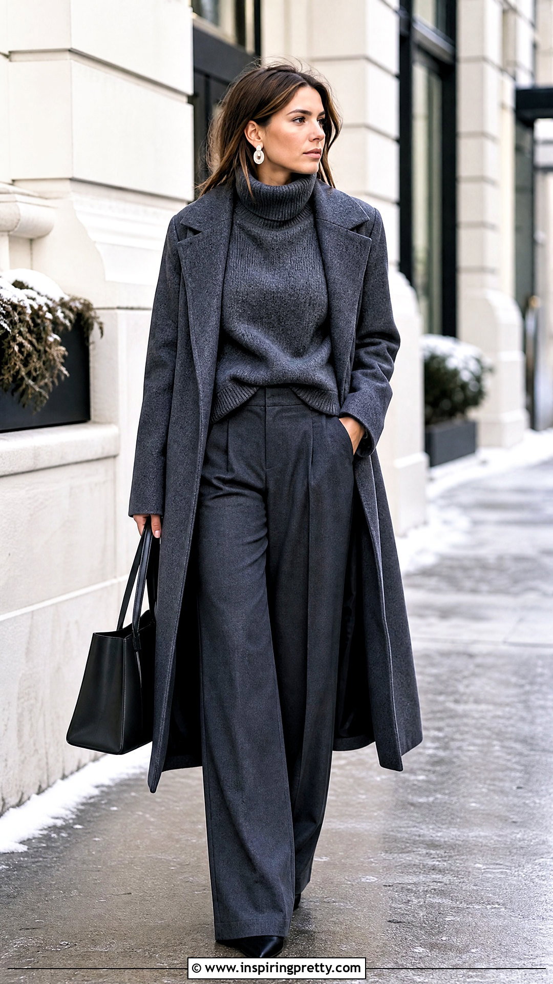 Funnel Neck Sweater Top With Wide Leg Pants - 50 stylish tops fashion ideas