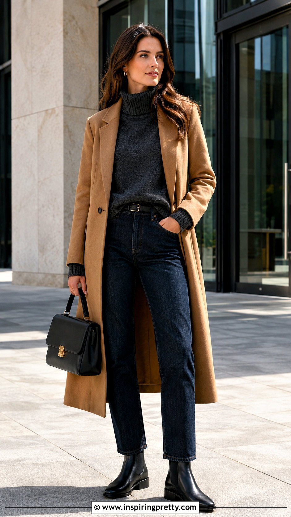Funnel Neck Sweater With Dark Wash Jeans - 25 Winter Tops To Wear With Jeans