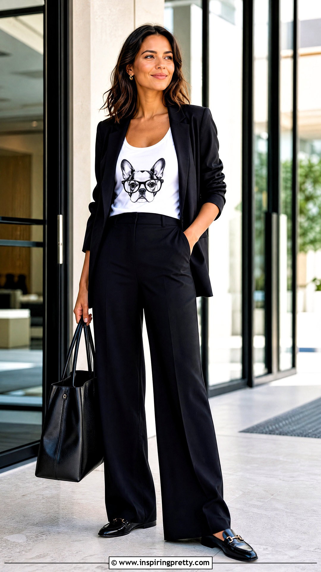 Funny Graphic Tank Top With Blazer And Trousers - 20 funny graphic tank tops outfit ideas