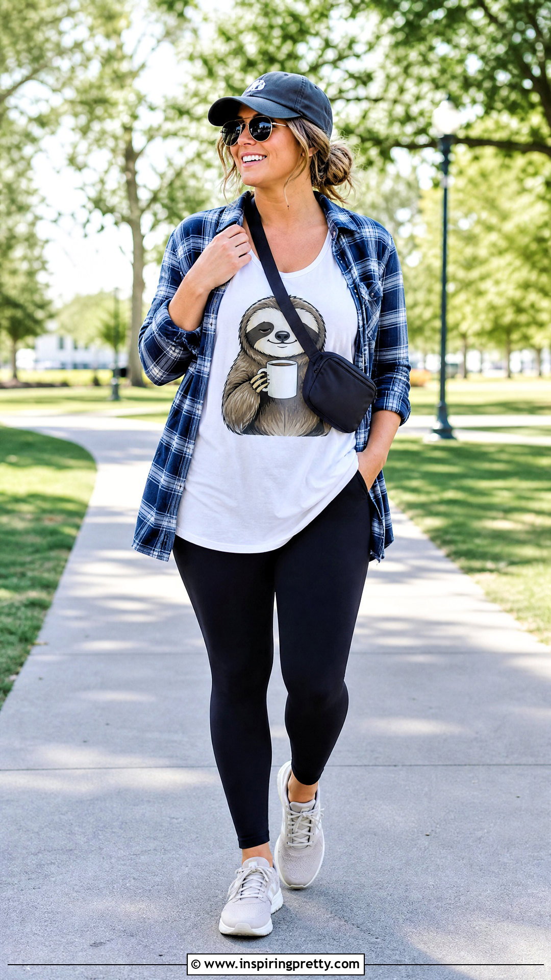 Funny Graphic Tank Top With Leggings And Flannel - 20 funny graphic tank tops outfit ideas