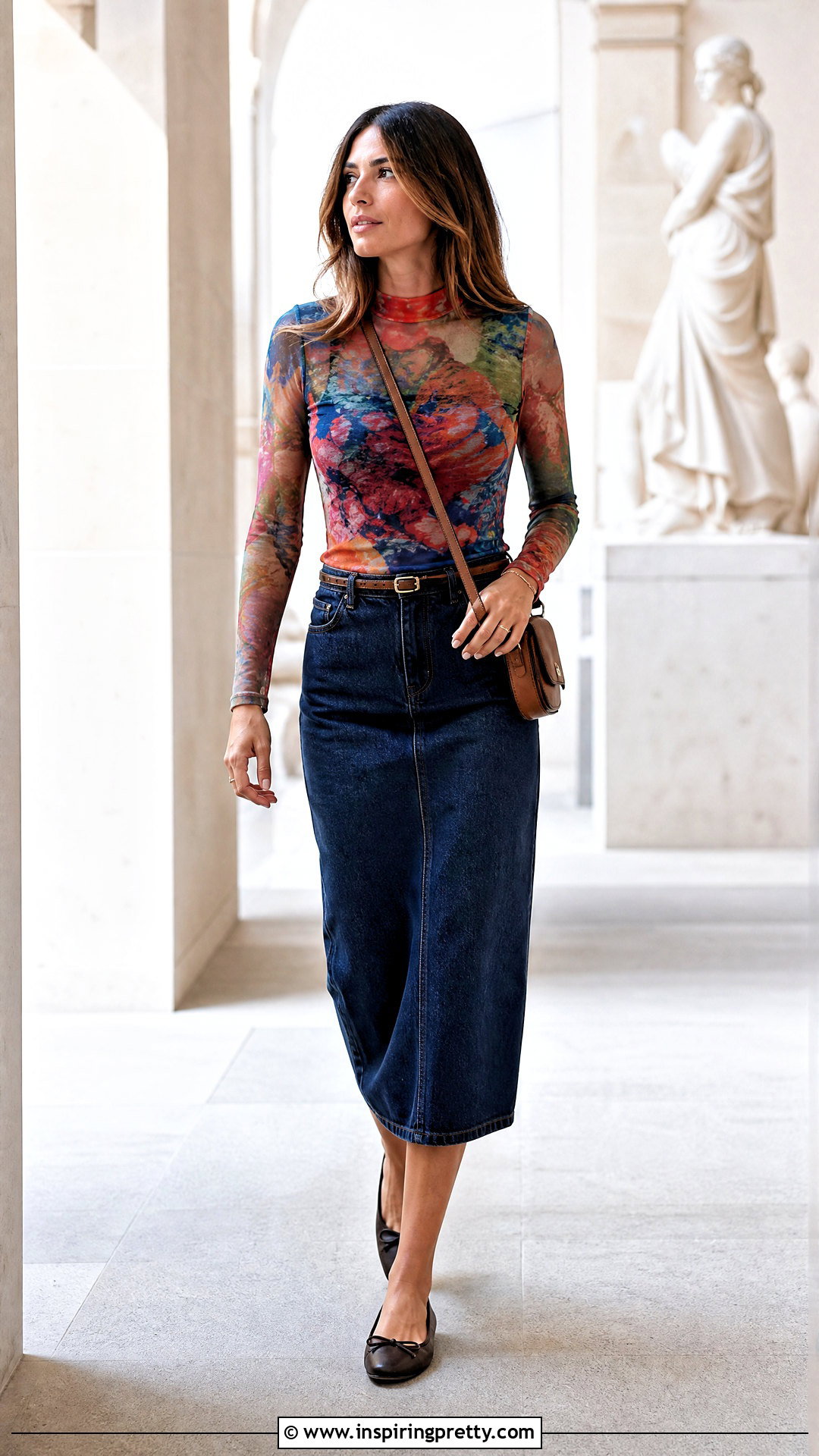Fuzzi Top With Denim Midi Skirt - 20 Fuzzi Tops outfit ideas