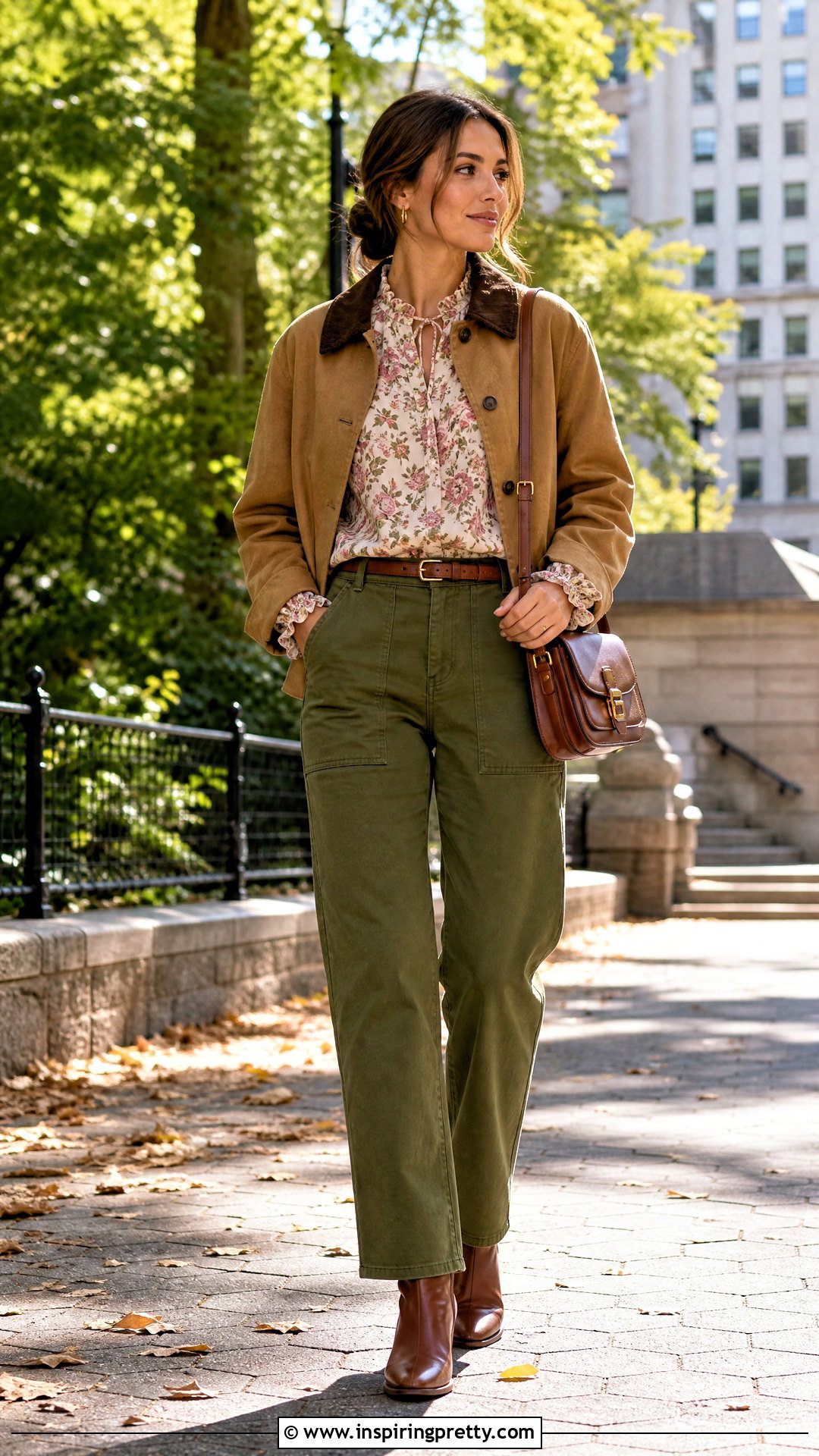 GANNI Blouse With Utility Pants - 50 ganni top outfit ideas