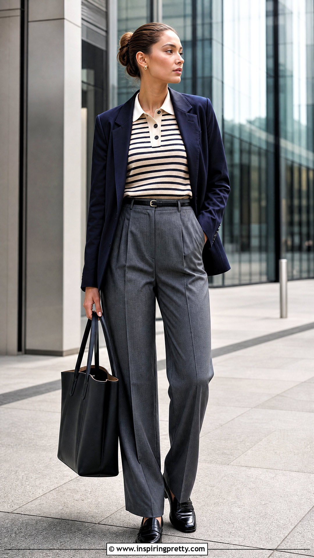 GANNI Polo Top With Pleated Trousers - 50 ganni top outfit ideas