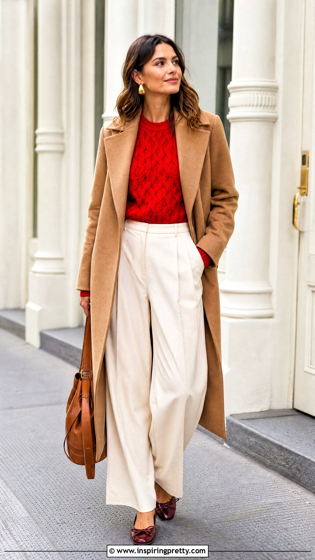 GANNI Red Top With Cream Trousers - 50 ganni top outfit ideas