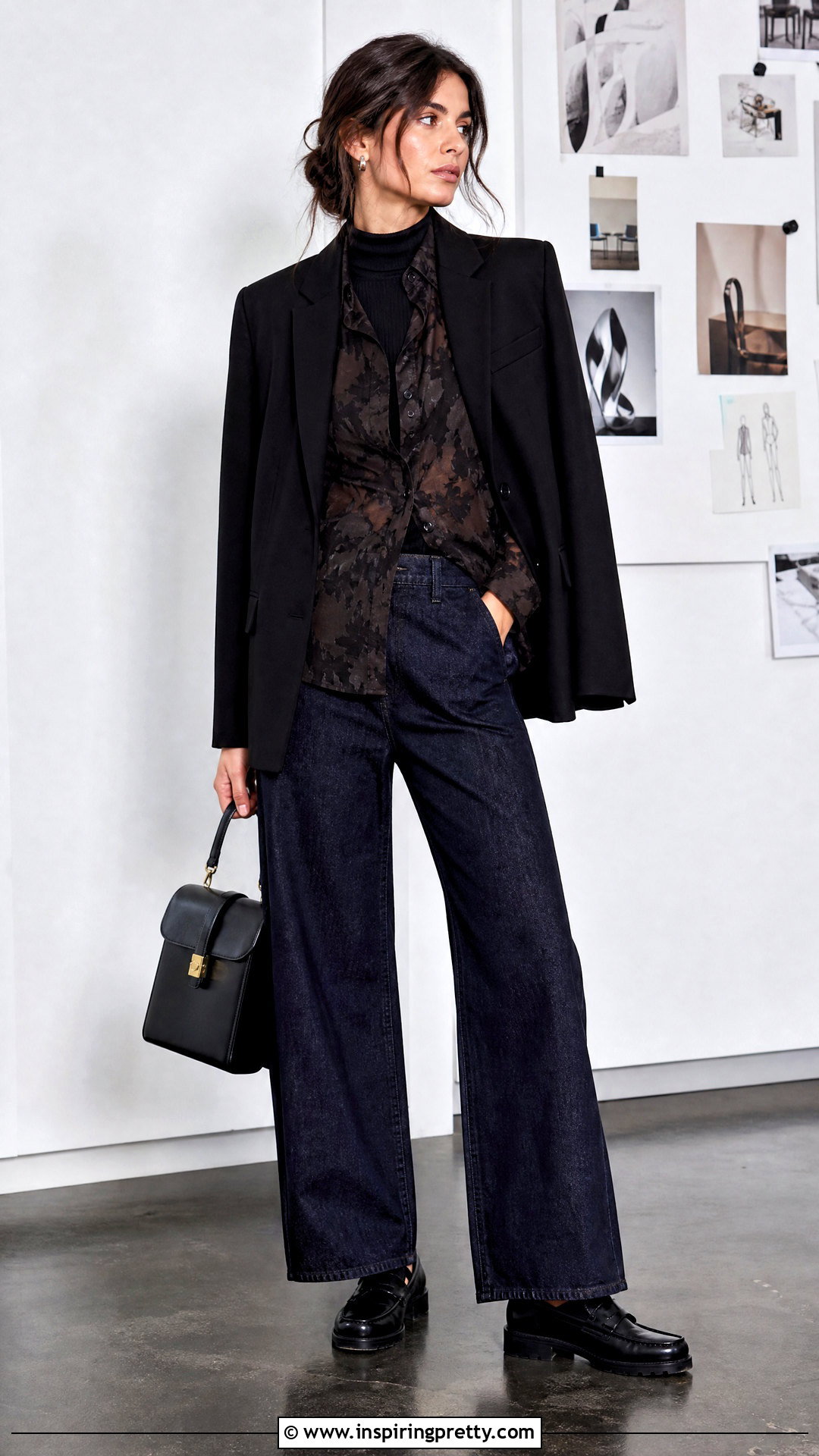 GANNI Sheer Blouse With Tailored Jeans - 50 ganni top outfit ideas