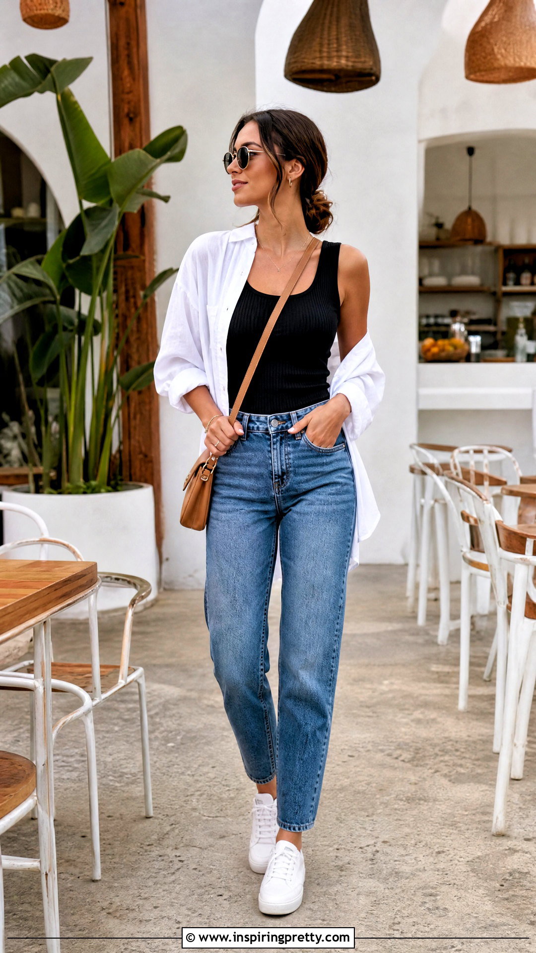 GUESS Ribbed Tank Top With Straight Leg Jeans - 25 guess jeans tops