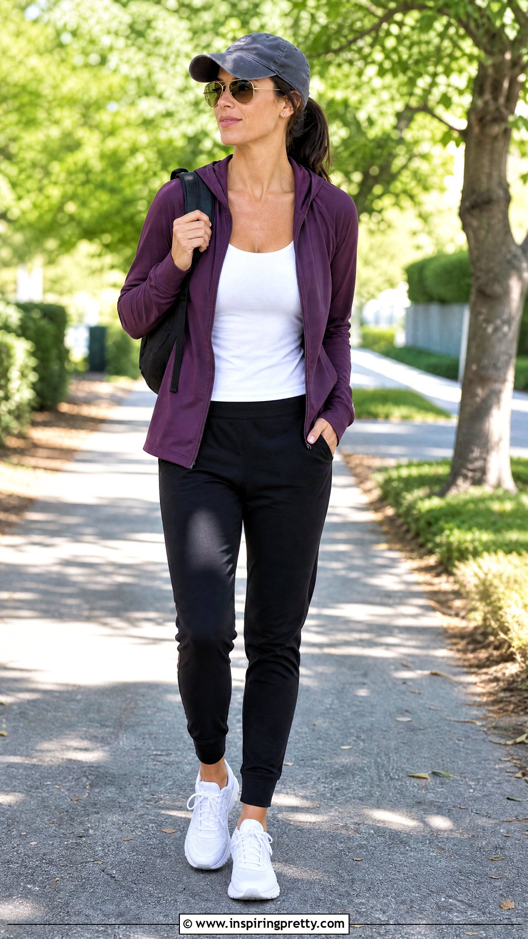 Gaiam Hooded Top With Black Joggers - 20 Gaiam Workout Tops outfit ideas