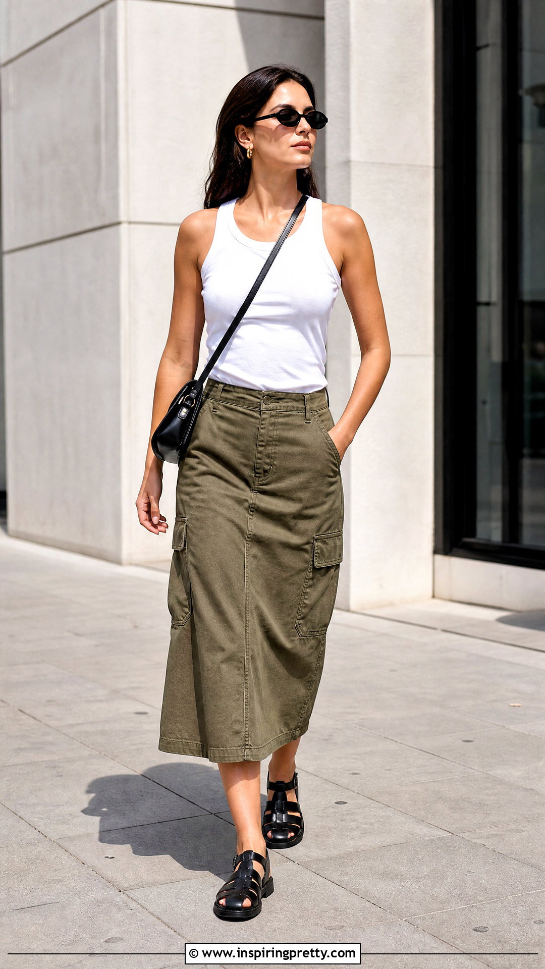 Gal Gadot Tank Top And Utility Midi Skirt - 20 gal gadot tank top outfit ideas