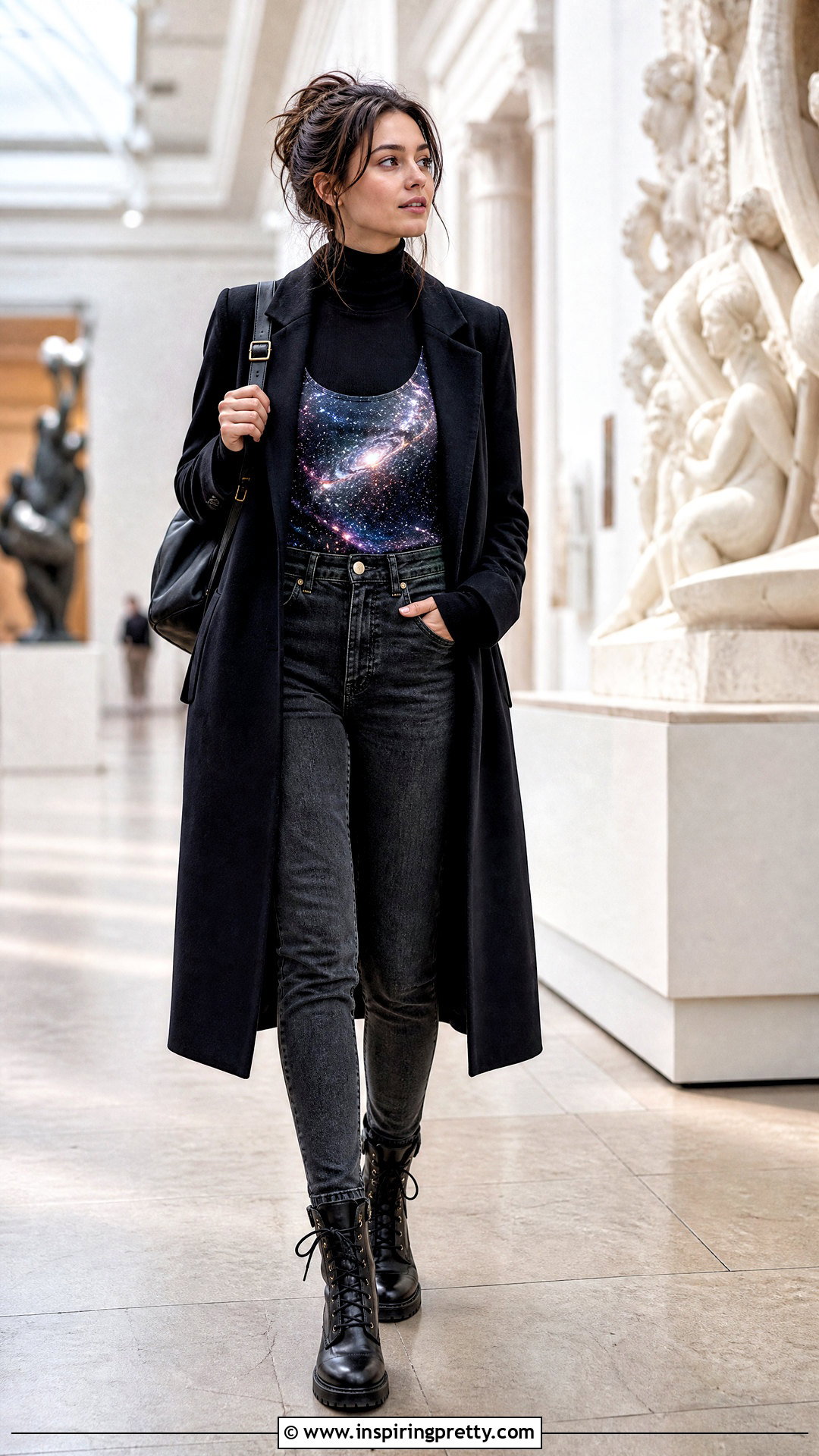 Galaxy Tank Top Over A Fitted Turtleneck - 25 galaxy tank top outfit ideas