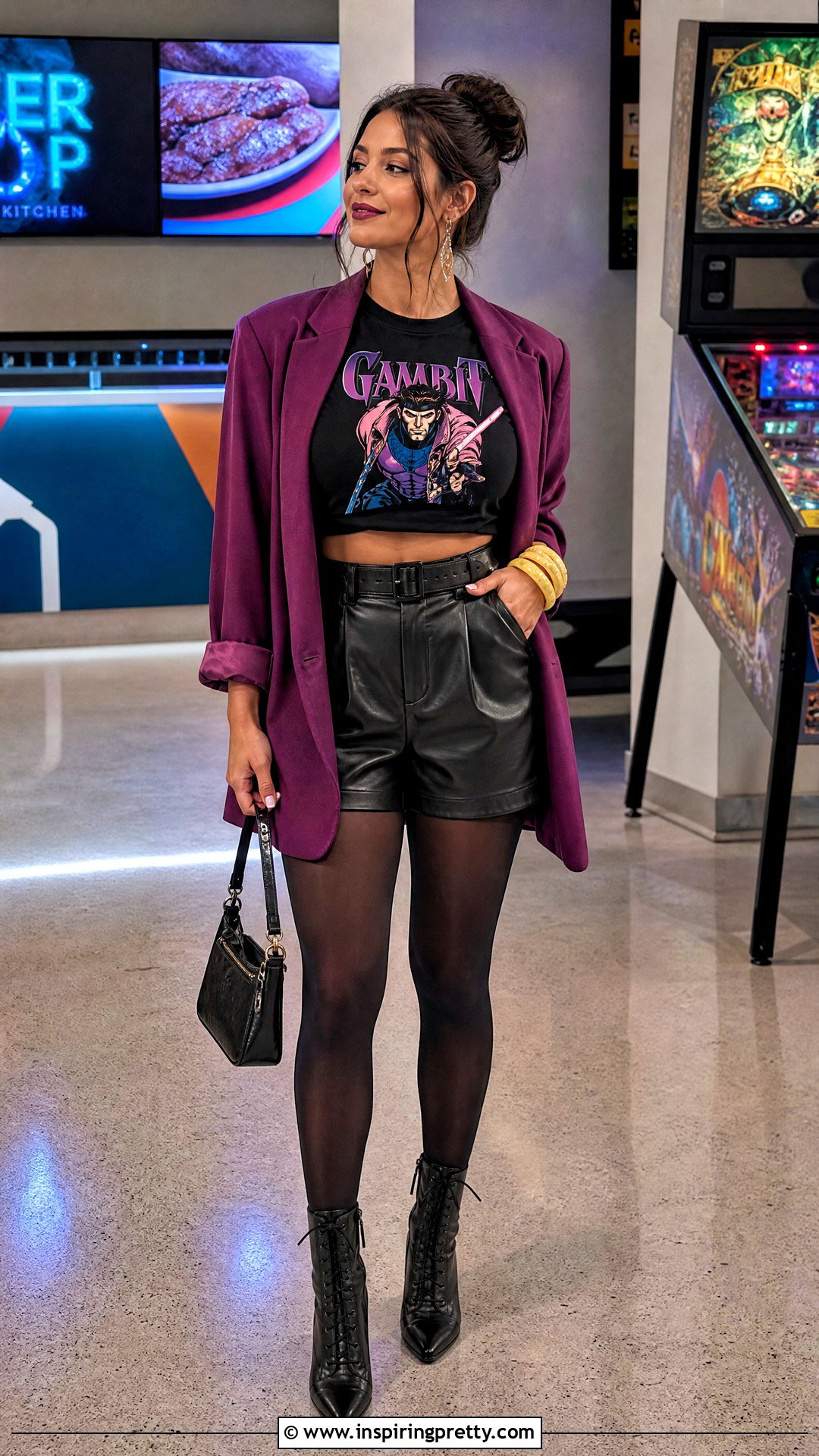 Gambit Crop Top With Faux Leather Shorts - 20 X Men 97 Gambit Crop Top outfit ideas
