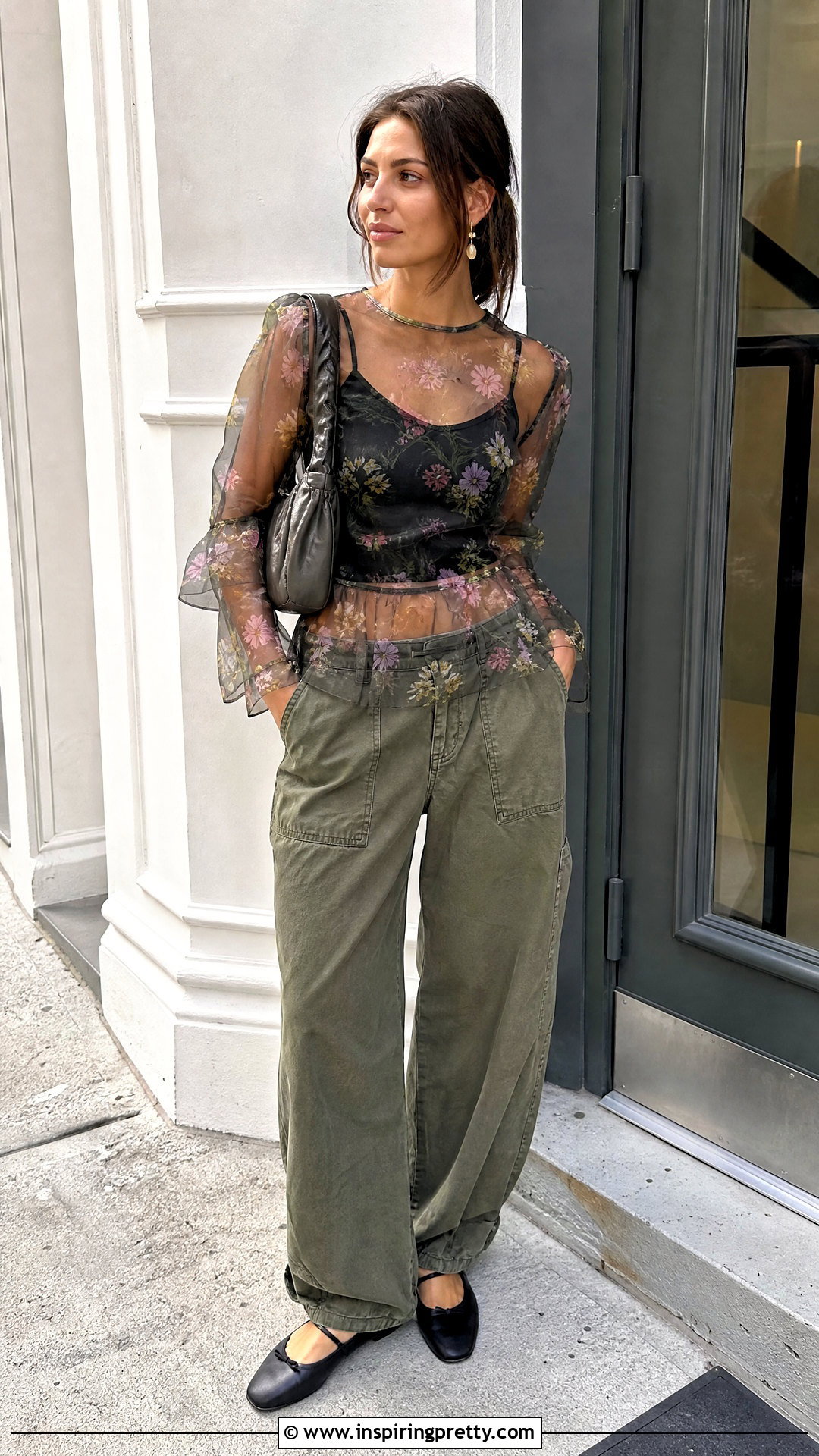 Ganni Inspired Sheer Floral Top Outfit - 25 Ganni Inspired Top outfit ideas