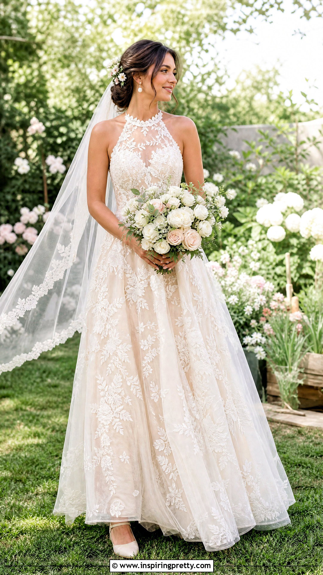 Garden Lace Halter Wedding Dress - 25 Lace Halter Top Wedding Dress outfit ideas