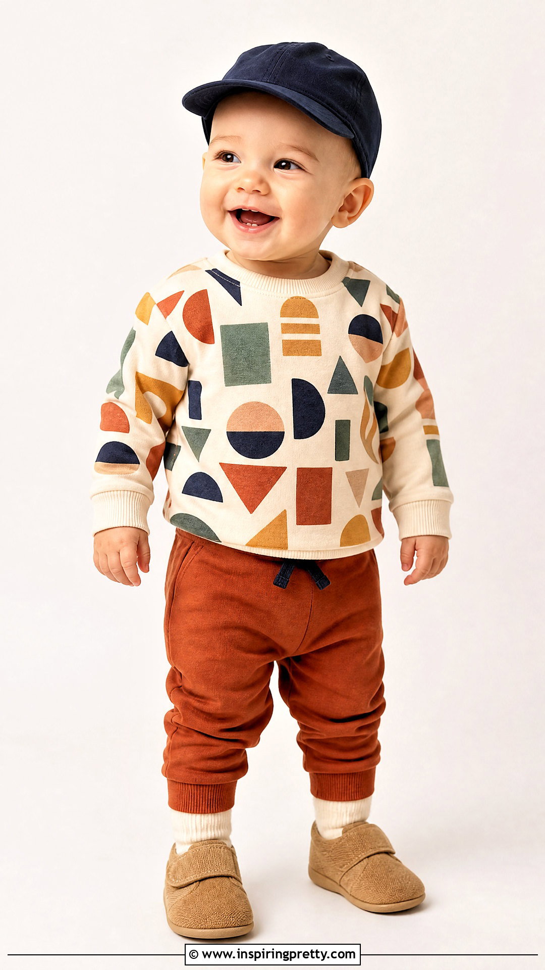Geometric Baby Top With Rust Joggers - 50 baby tops designs