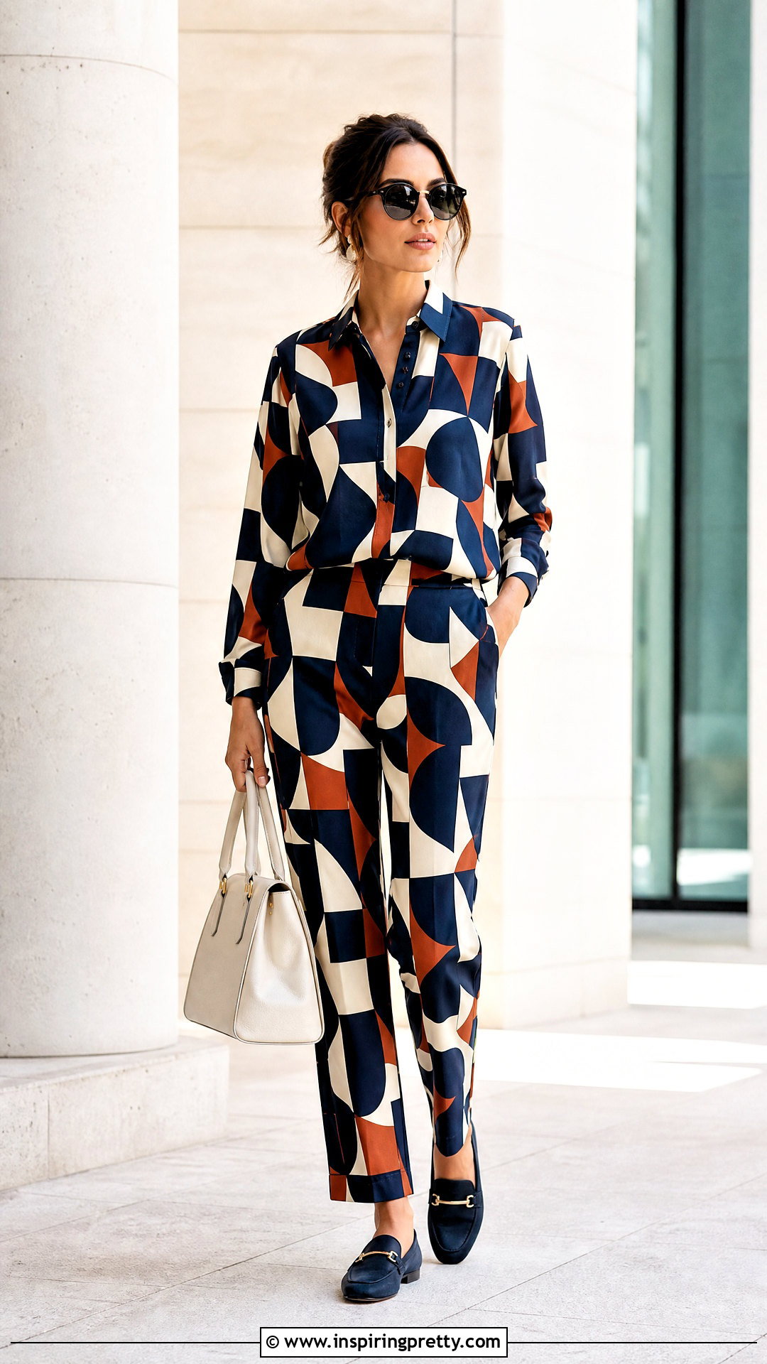 Geometric Print Top And Trouser Set - 50 two pieces trouser and top