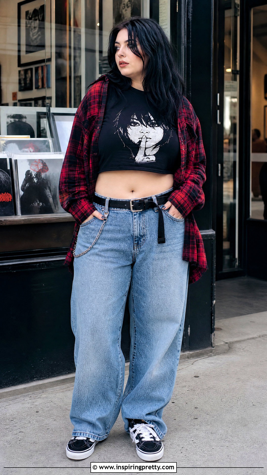 Gerard Way Crop Top With Baggy Blue Jeans - 25 Gerard Way Crop Top outfit ideas