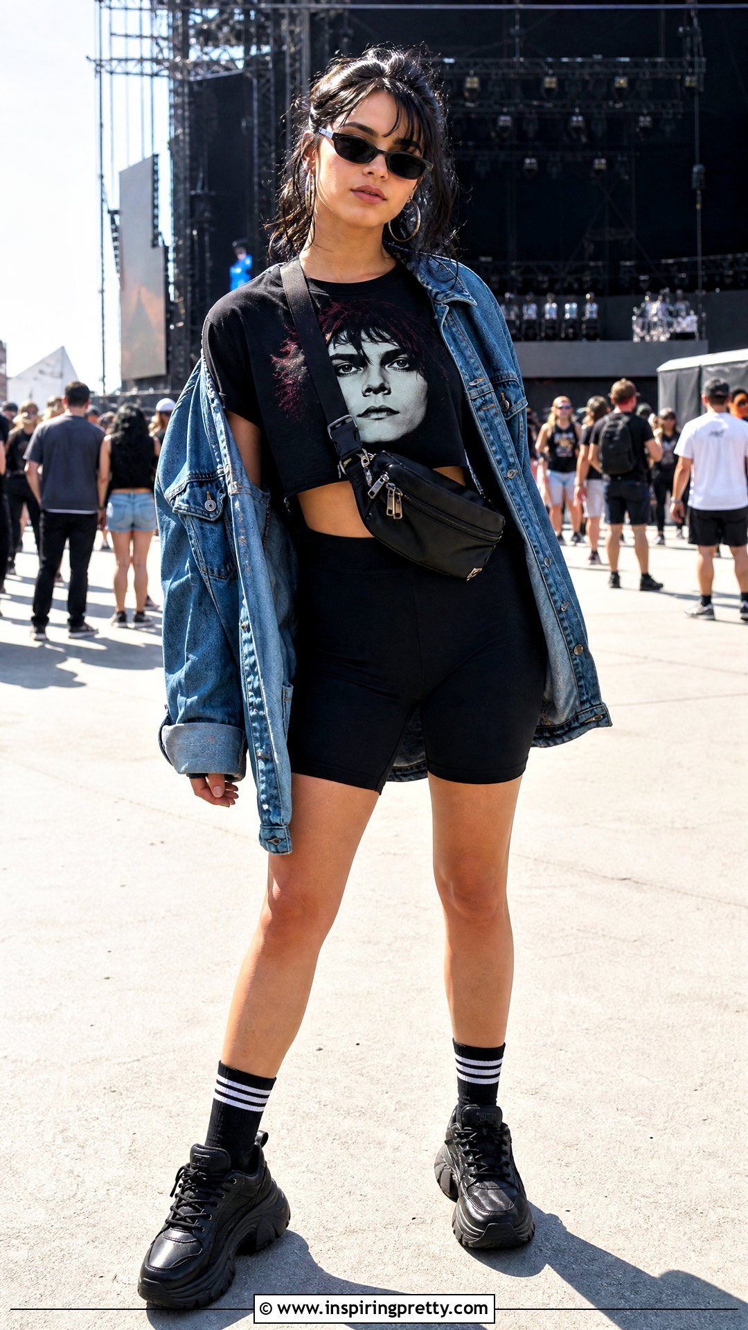 Gerard Way Crop Top With Black Bike Shorts - 25 Gerard Way Crop Top outfit ideas
