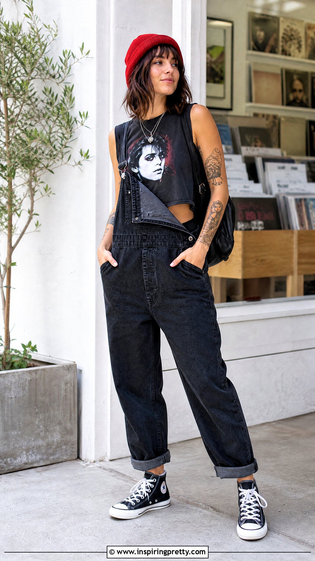 Gerard Way Crop Top With Black Overalls - 25 Gerard Way Crop Top outfit ideas