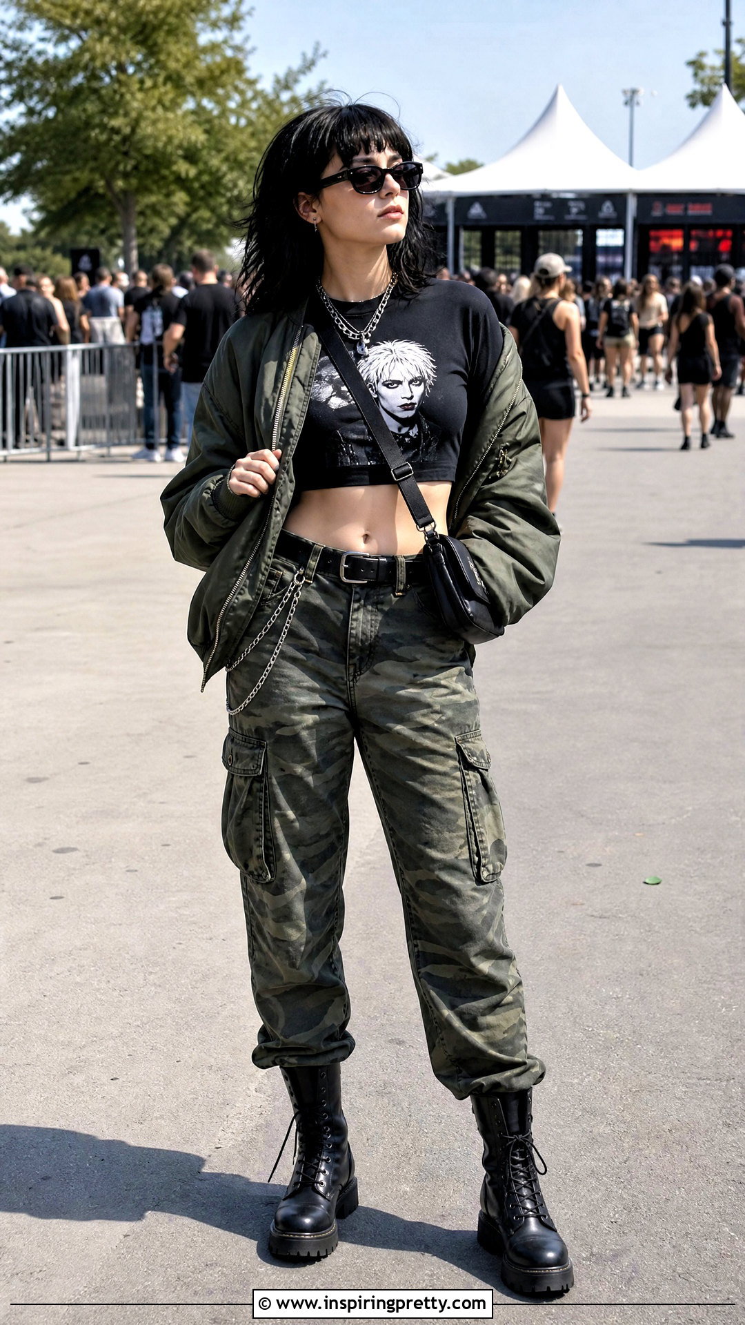 Gerard Way Crop Top With Camo Cargo Pants - 25 Gerard Way Crop Top outfit ideas