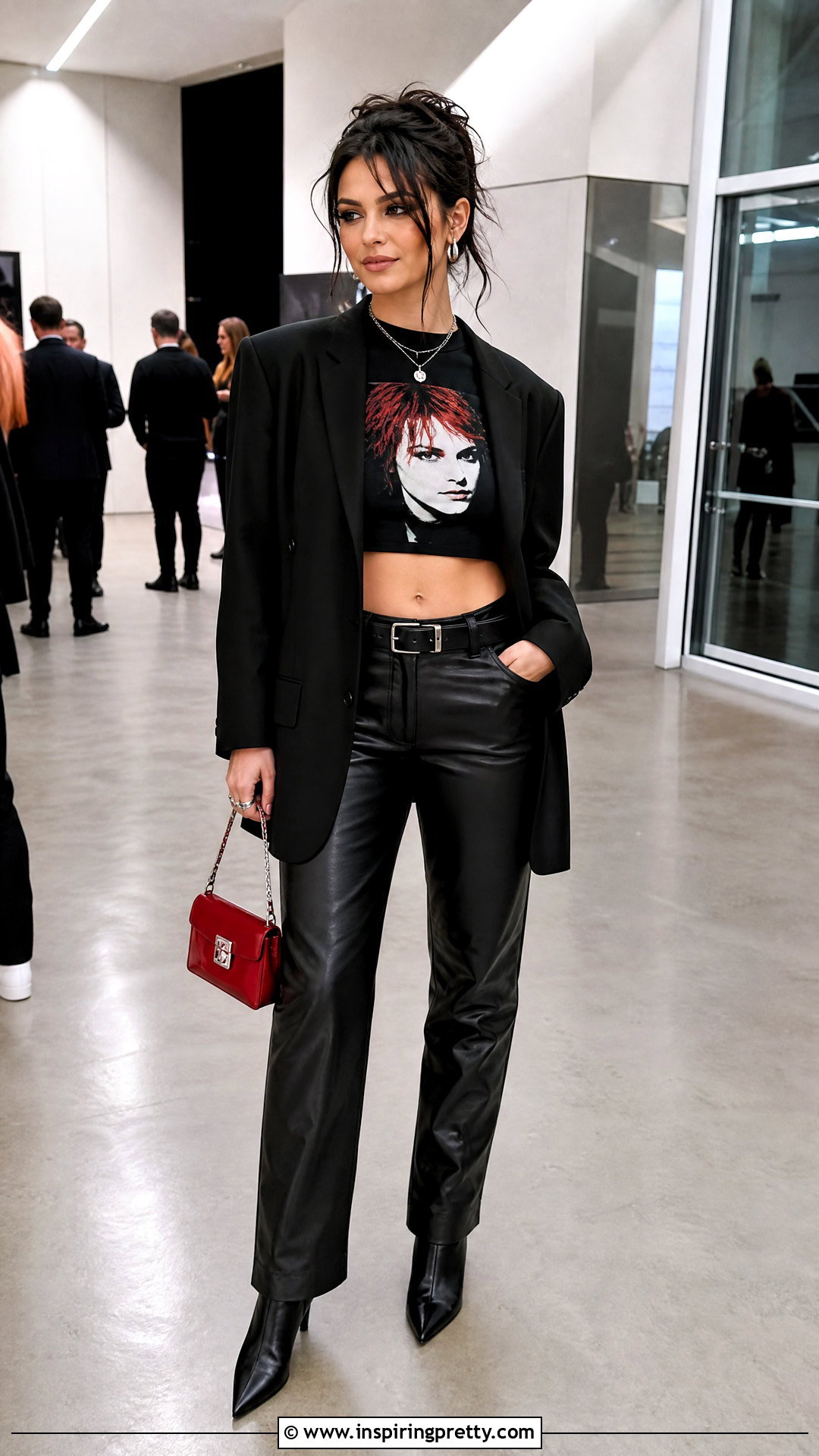 Gerard Way Crop Top With Leather Pants - 25 Gerard Way Crop Top outfit ideas