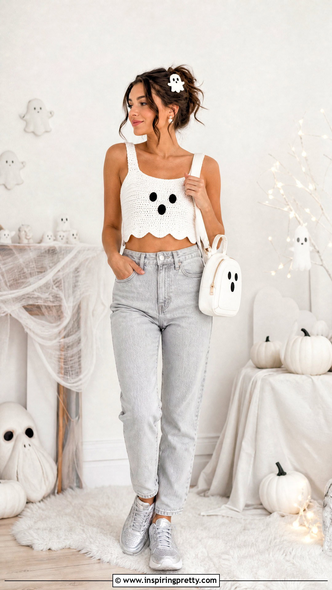 Ghost Halloween Crochet Crop Top Outfit - 25 halloween crop top crochet outfit ideas