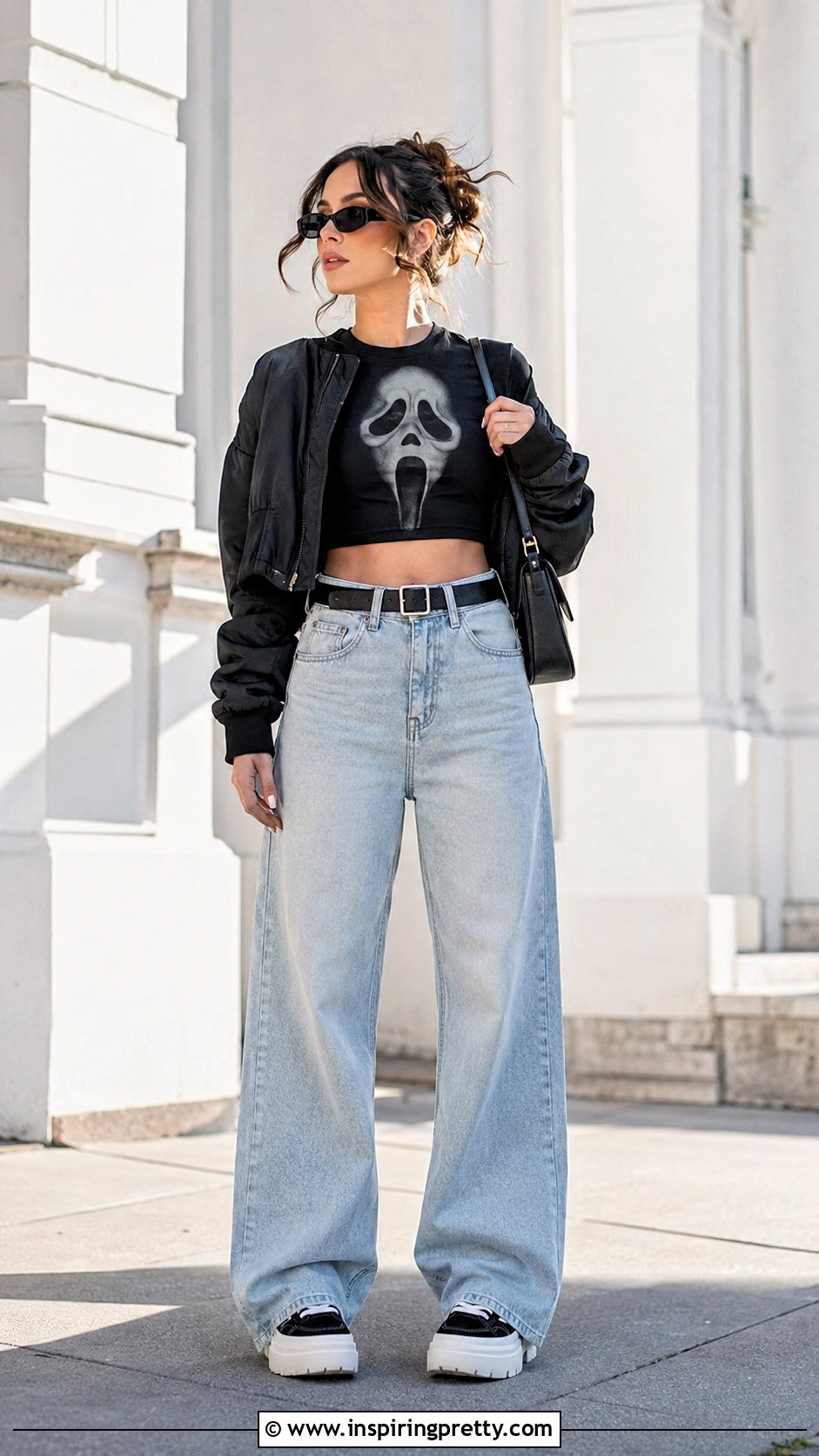 Ghostface Crop Top With Baggy Jeans - 25 ghostface crop top outfit ideas