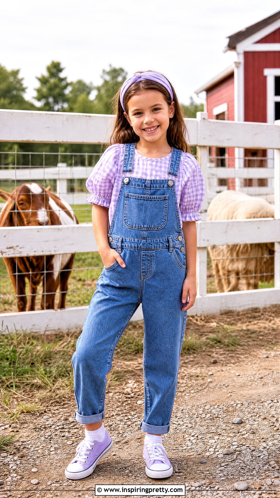 Gingham Blouse With Denim Overalls - 50 latest kids top designs