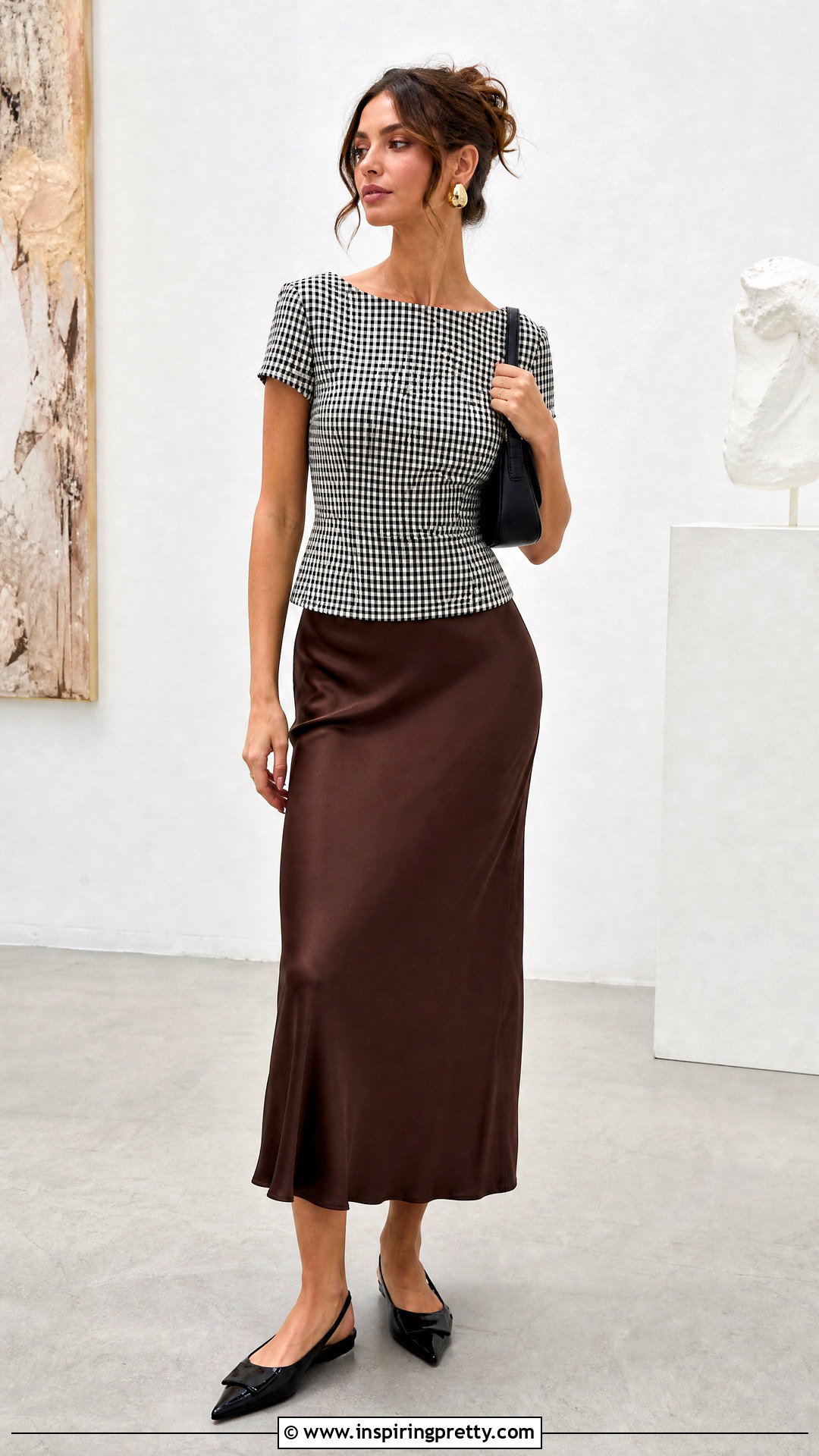 Gingham Top With Bias Cut Slip Skirt - how to style gingham tops (20 ways)