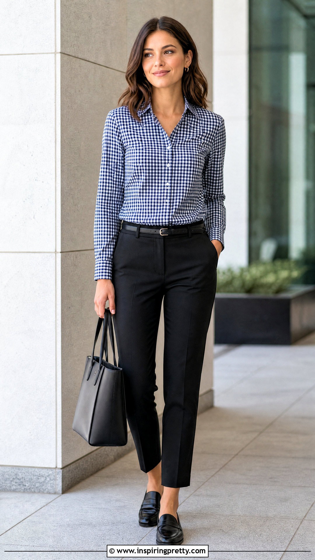 Gingham Top With Black Trousers - how to style gingham tops (20 ways)