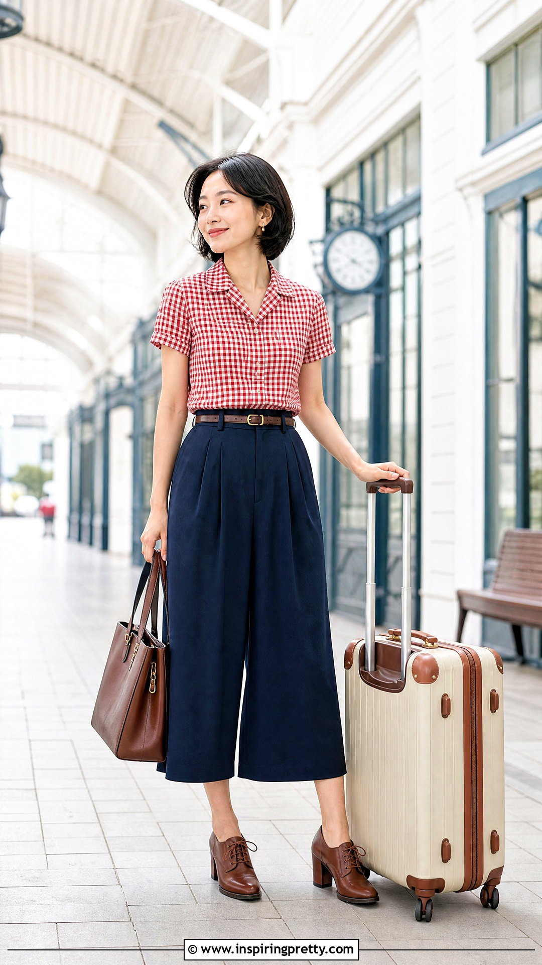 Gingham Top With Pleated Culottes - 20 vintage style gingham top outfit ideas
