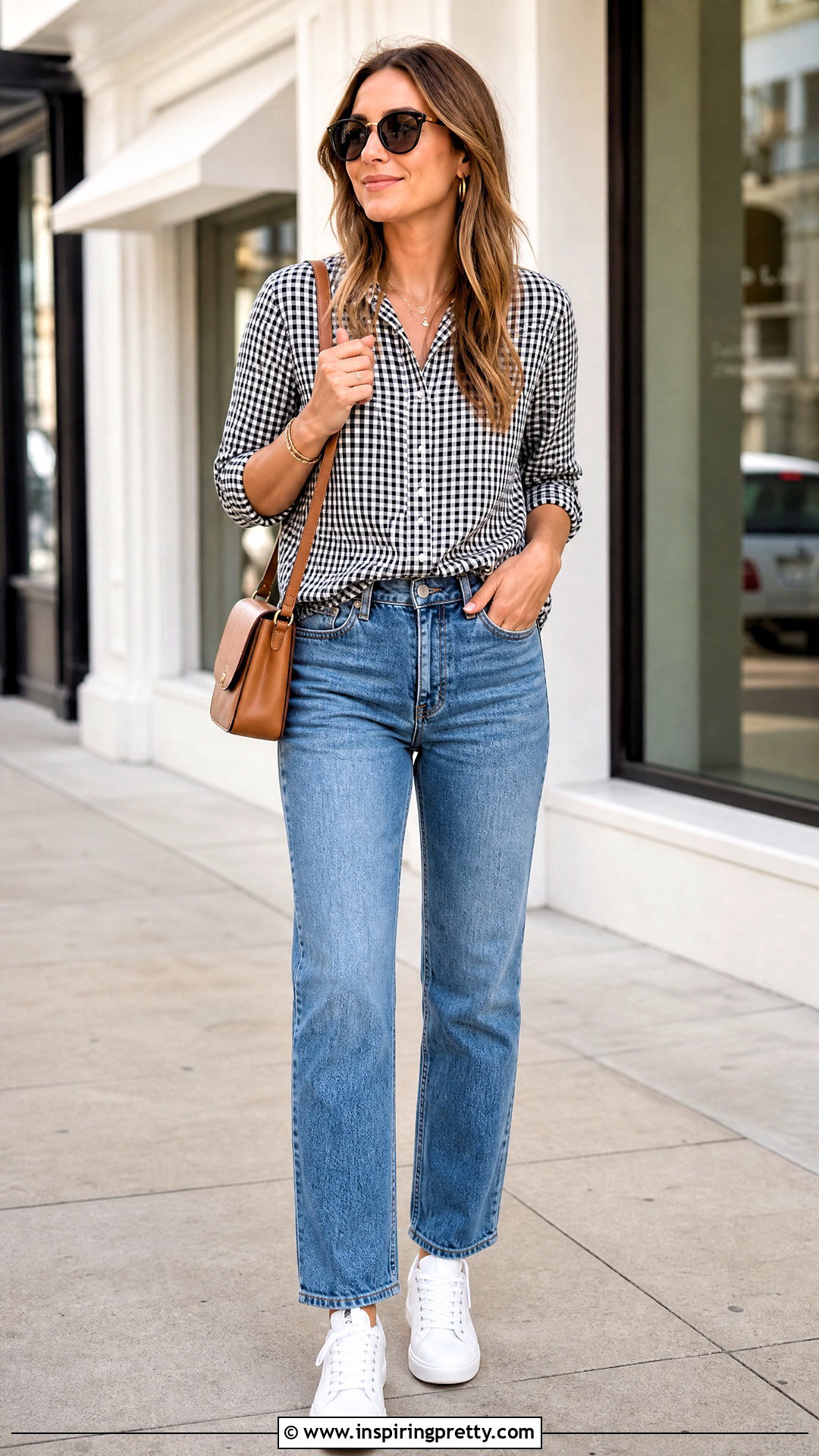 Gingham Top With Straight Leg Jeans - how to style gingham tops (20 ways)