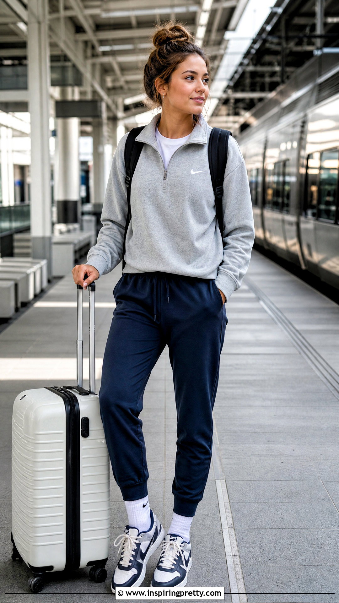 Girls Nike Quarter Zip Top With Joggers - 20 girls nike tops outfit ideas