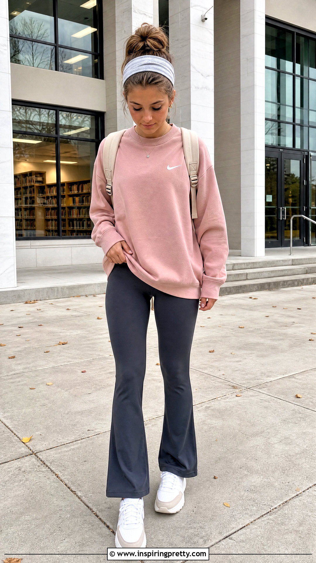 Girls Nike Sweatshirt With Flare Leggings - 20 girls nike tops outfit ideas
