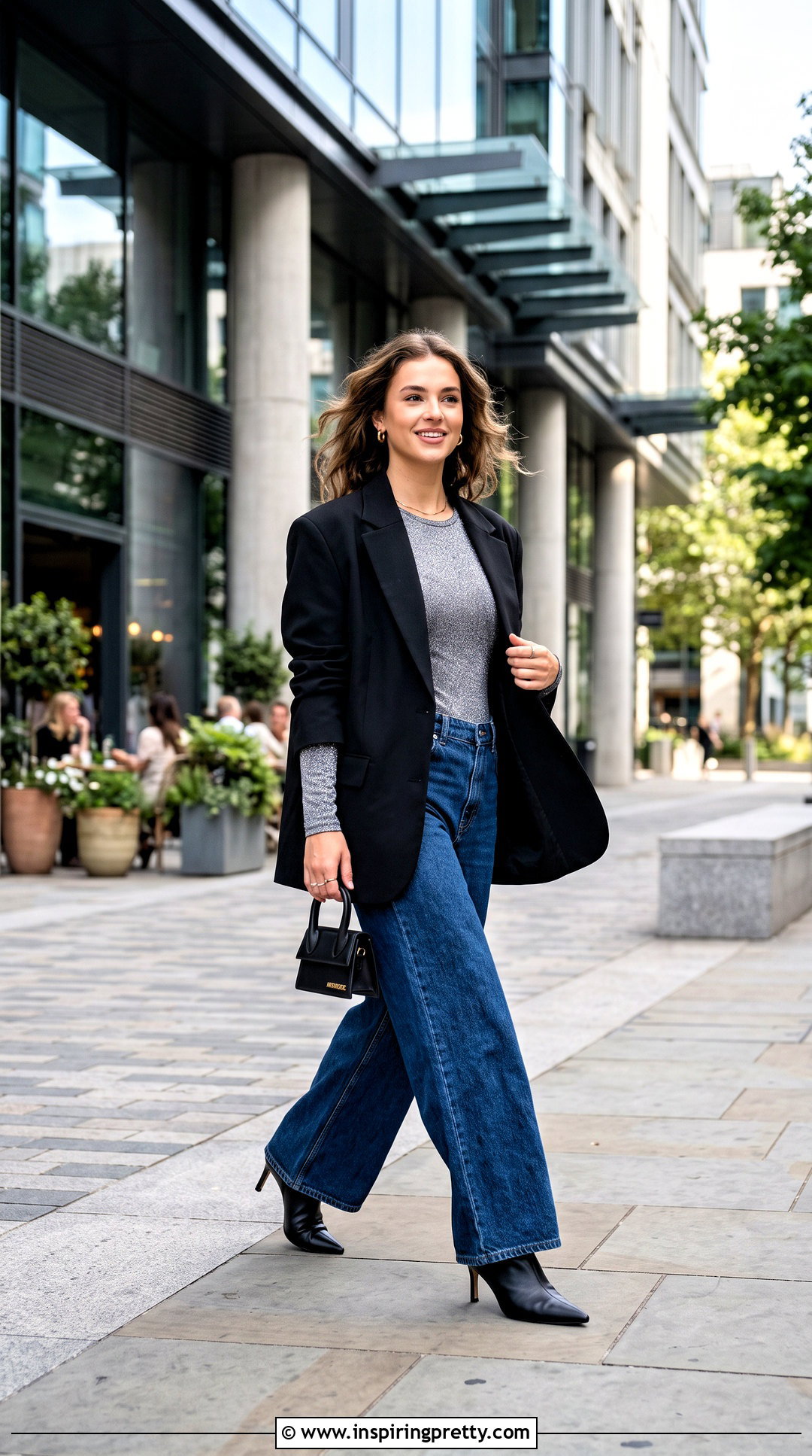 Glitter Bodysuit With Wide Leg Jeans - 50 glitter tops outfit ideas
