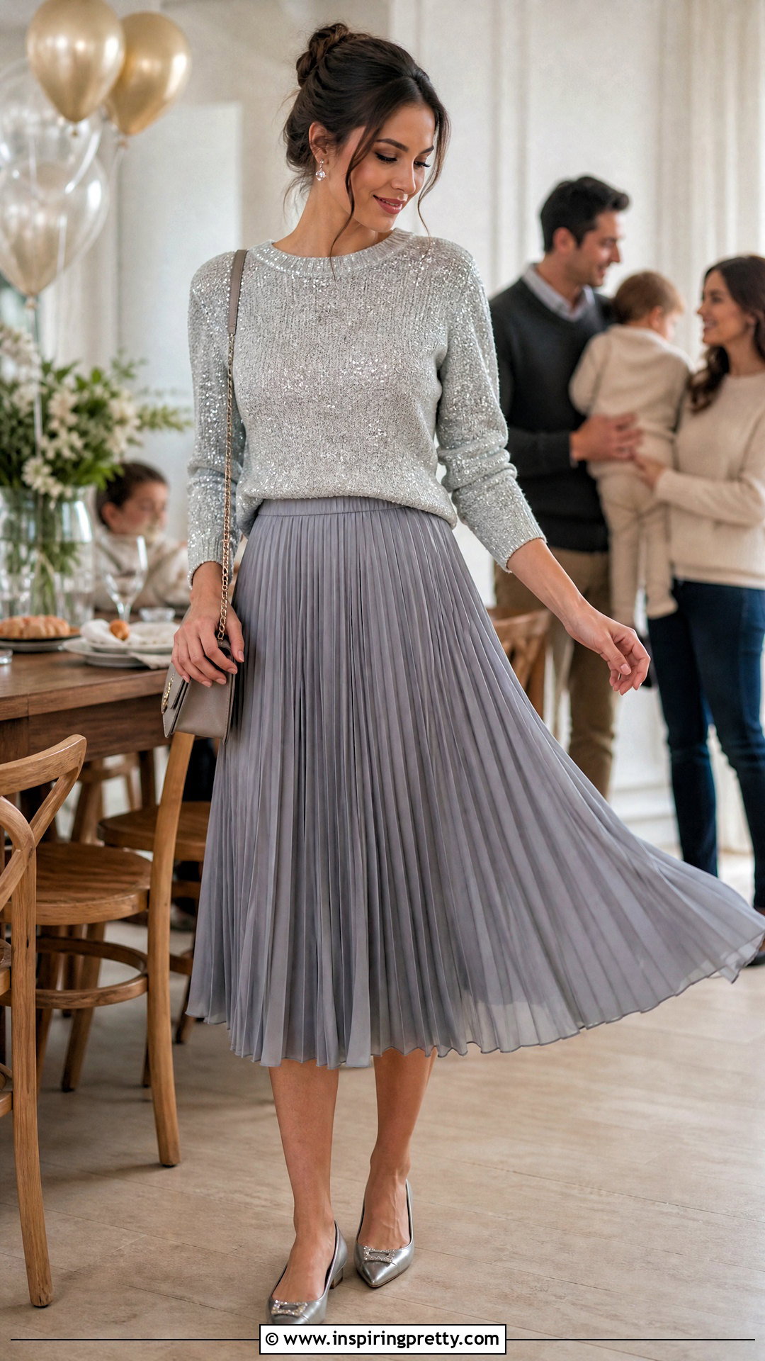 Glitter Knit Birthday Top With Pleated Skirt - 50 birthday tops for women