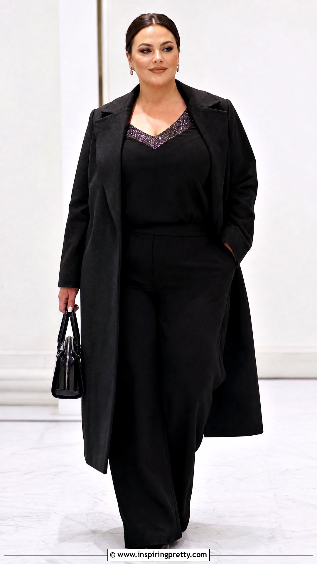 Glitter Trim Top With Monochrome Black Outfit - 20 glitter trim fashion top outfit ideas